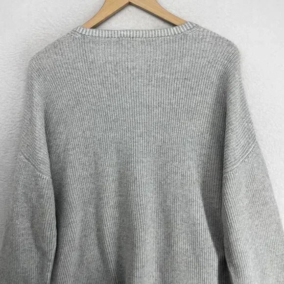 EILEEN FISHER Sweater XL Organic Cotton Shaker Knit Stitch Dolman Sleeve Gray - Picture 7 of 14